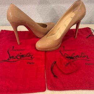 Christian Louboutin New Simple 120 Nude Patent Pumps Size 39